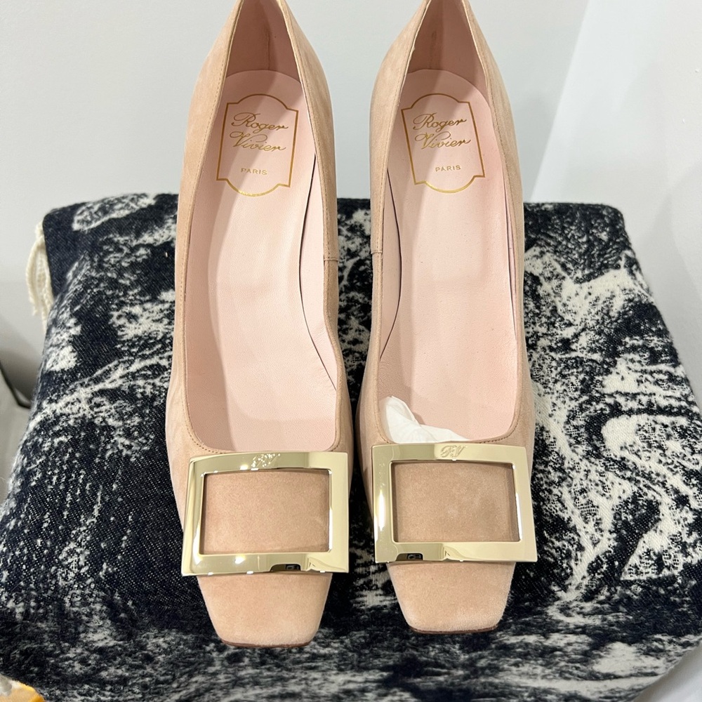 Roger Vivier Women's Blush Pink Suede Pumps